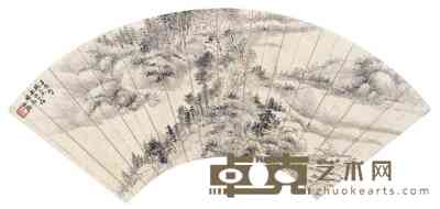 襄望 金蔷 柳村 松鹰 山水（三帧） 扇面 19×51cm×3